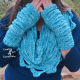 Sea Breeze Infinity Scarf & Fingerless Glove Set in Topaz Sea Adult Teen