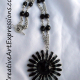 Creative Art Expressions Handmade Black & Silver Zinnia Necklace Jewelry Design