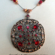 Red & Antique Copper Necklace & Earring Set Jewelry Design