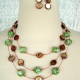 Handmade Green Brown Mother of Pearl 3 Strand Necklace