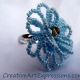 Creative Art Expressions Handmade Baby Blue Seed Bead Flower Ring Jewelry