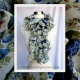 Knit Blue Flora Fabric Lined Ruffle Scarf