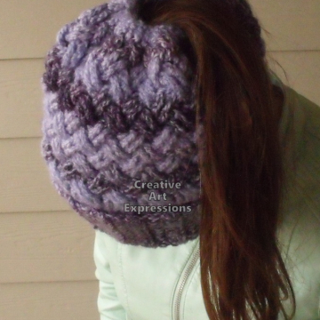 Messy Bun Ponytail Hat Cowl Combo