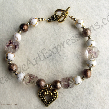 Creative Art Expressions Handmade Gold White Bronze Bracelet Jewelry