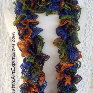 Creative Art Expressions Hand Knitted Disco Ruffle Scarf