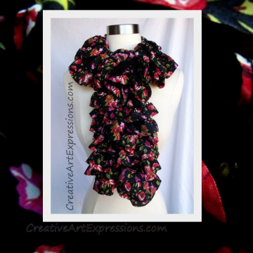 Knitted Moulin Rouge Fabric Lined Ruffle Scarf