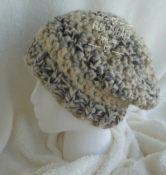 Chunky Slouchy Adult Teen Crocheted Hat in Moonlight