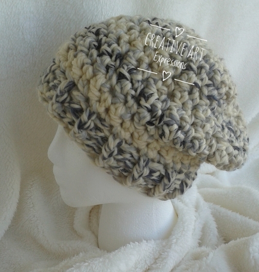 Chunky Slouchy Adult Teen Crocheted Hat in Moonlight Chunky Slouchy Adult Teen Crocheted Hat in Moonlight
