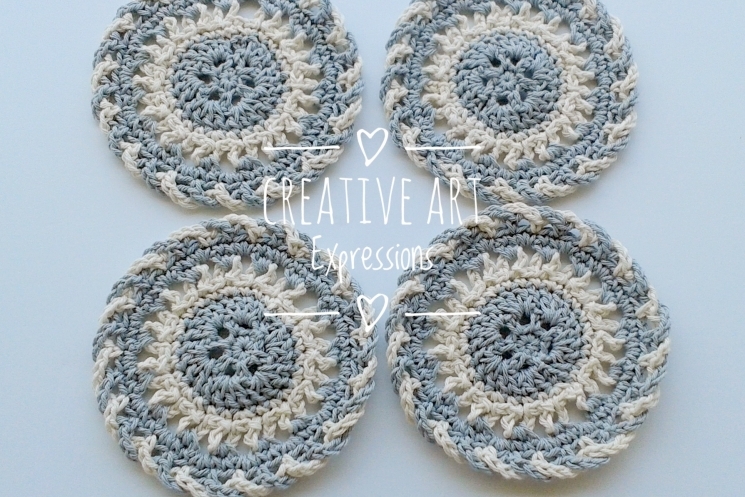 Gray & Ivory Crocheted Vintage Coasters Gray & Ivory Crocheted Vintage Coasters
