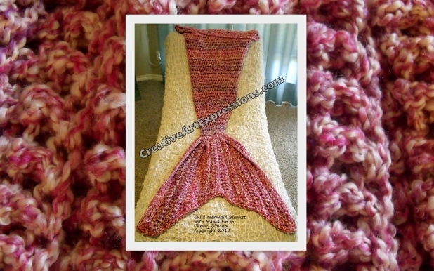 Child Mermaid Blanket in Cherry Blossom