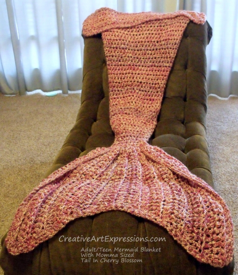 Mermaid Blanket Adult/Teen Momma Fin in Cherry Blossom Mermaid Blanket Adult/Teen Momma Fin in Cherry Blossom