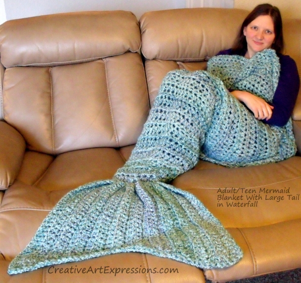 Mermaid Blanket Adult/Teen Large Fin in Waterfall Mermaid Blanket Adult/Teen Large Fin in Waterfall