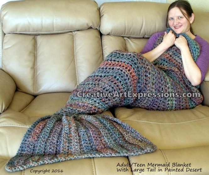 Mermaid Blanket Adult/Teen with Large Fin in Painted Desert Mermaid Blanket Adult/Teen with Large Fin in Painted Desert