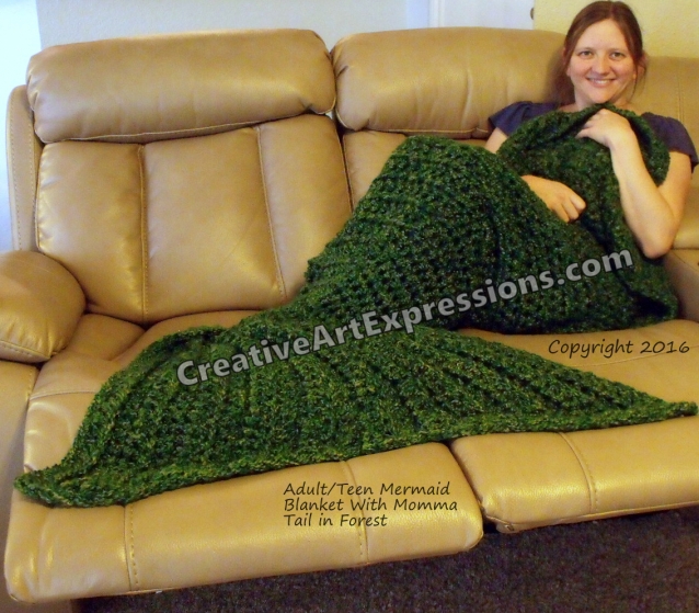 Mermaid Blanket Adult/Teen Momma Fin in Forest Mermaid Blanket Adult/Teen Momma Fin in Forest