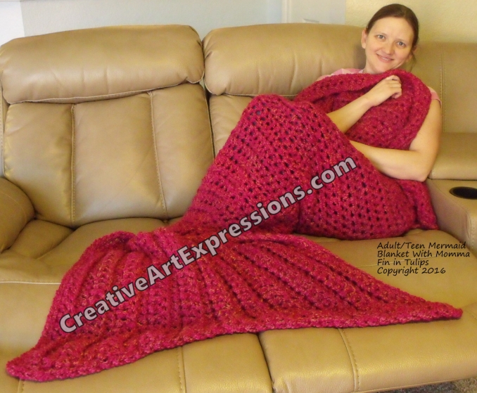 Mermaid Blanket Adult/Teen Momma Fin in Tulips