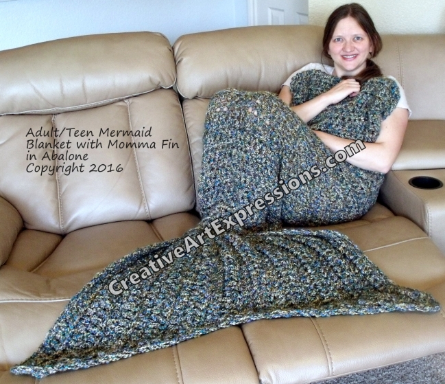 Mermaid Blanket Adult/Teen Mama Fin in Abalone