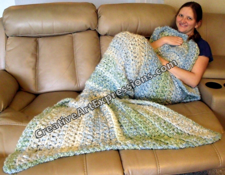 Thick Mermaid Blanket Adult Teen Blue Green Ocean Mama Fin Thick Mermaid Blanket Adult Teen Blue Green Ocean Mama Fin