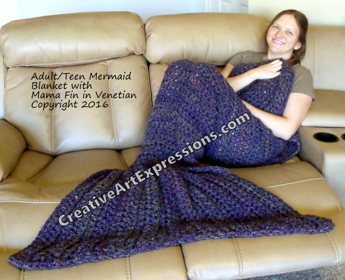 Mermaid Blanket Adult Teen in Venetian Mama Fin Mermaid Blanket Adult Teen in Venetian Mama Fin