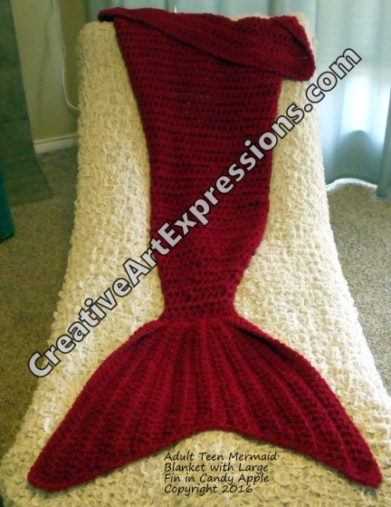Red Mermaid Blanket Adult Teen with Large Fin Red Mermaid Blanket Adult Teen with Large Fin