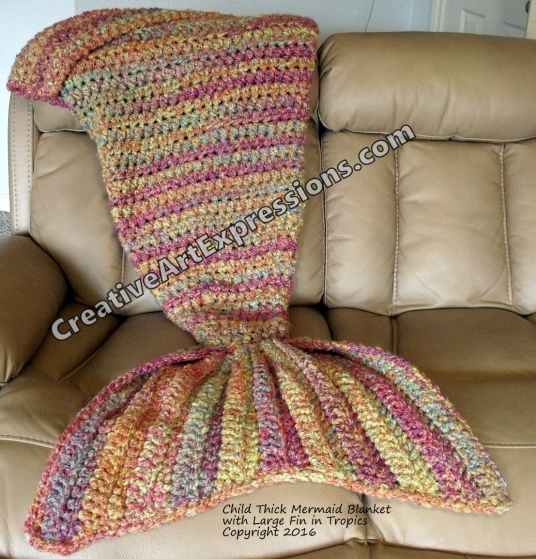 Child Thick Mermaid Blanket in Tropics