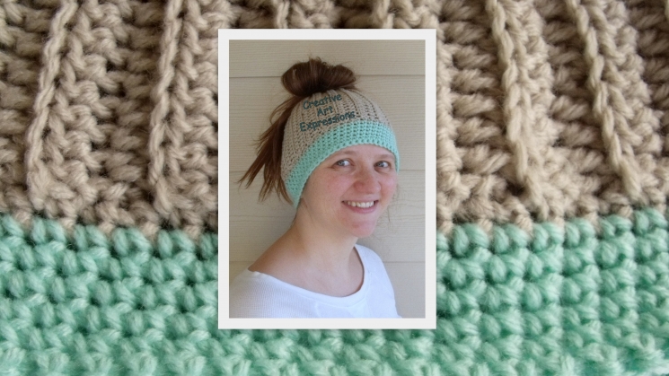 Gray & Aqua Messy Bun Hat