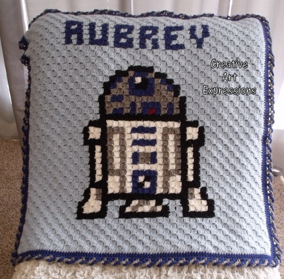 Blue Robot Corner to Corner Graphgan Blanket Blue Robot Corner to Corner Graphgan Blanket