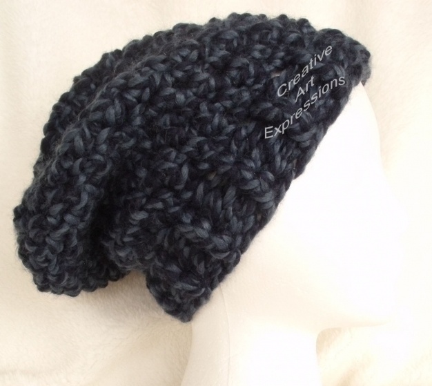Slouchy Chunky Hat Adult Teen in Denim Twist Slouchy Chunky Hat Adult Teen in Denim Twist