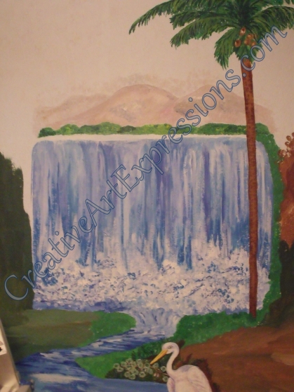 Creative Art Expressions Hand Painted Palm Tree & Waterfall 8-4-2011