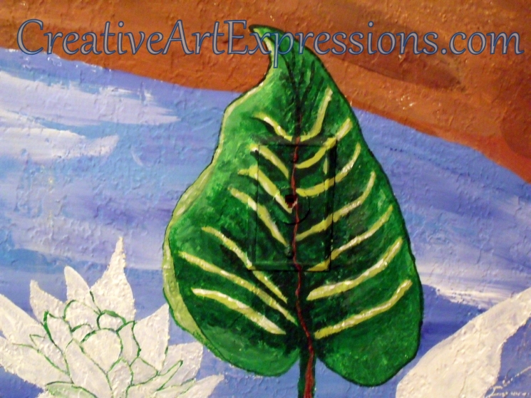 Creative Art Expressions Hand Painted Leaf On Rainforest Mural. 8-22-2011 Creative Art Expressions Hand Painted Leaf On Rainforest Mural. 8-22-2011