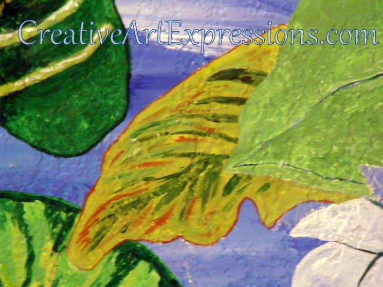 Creative Art Expressions Hand Painted Leaf Cluster On Rainforest Mural. 8-24-2011