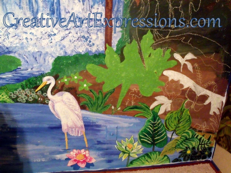 Creative Art Expressions Hand Painted Rainforest Mural in Progress 1-8-2012 Creative Art Expressions Hand Painted Rainforest Mural in Progress 1-8-2012