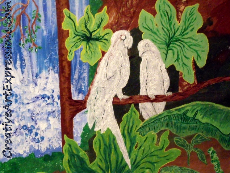 Birds prepared for painting by painting white Birds prepared for painting by painting white