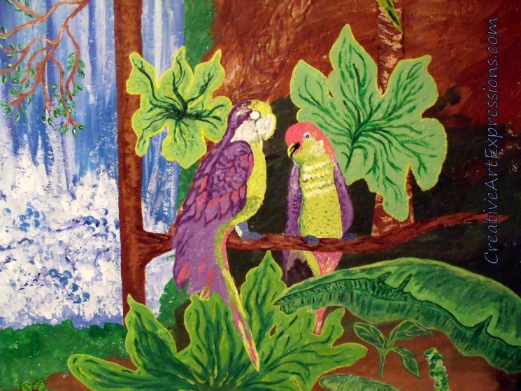 Bird on right finished, bird on left started Bird on right finished, bird on left started