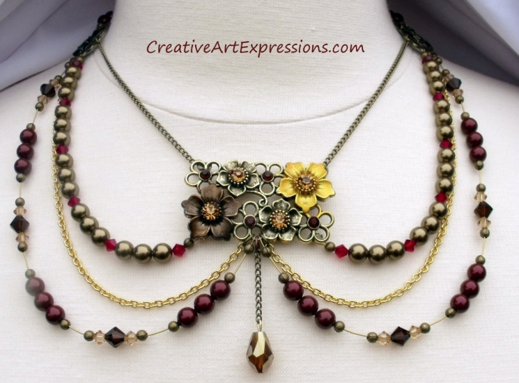 Handmade Pearl & Crystal Spring Necklace Jewelry Design Sold Handmade Pearl & Crystal Spring Necklace Jewelry Design Sold