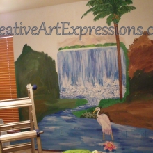 Creative Art Expressions Hand Painted Rainforest Mural In Progress 8-5-2011 dscf3148-001.jpg