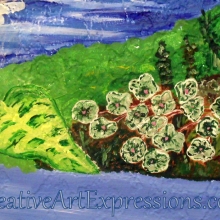 Creative Art Expressions Hand Painted Large Leaf & Flowers On Rainforest Mural. 8-17-2011 dscf3194-001.jpg