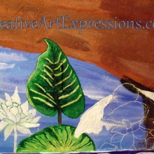 Creative Art Expressions Hand Painted Leaf On Rainforest Mural. 8-22-2011 dscf3200-001.jpg