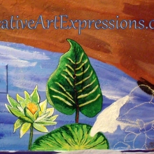 Creative Art Expressions Hand Painted Water Lily On Rainforest Mural In Progress. 8-23-2011 dscf3212-001.jpg