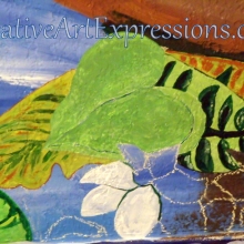 Creative Art Expressions Hand Painted Leaf Cluster On Rainforest Mural. 8-24-2011 dscf3229-001.jpg