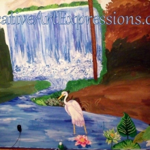 Creative Art Expressions Hand Painted Leaf Cluster On Rainforest Mural In Progress. 8-24-2011 dscf3230-001.jpg