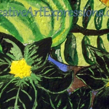 Creative Art Expressions Hand Painted Dark Green Flower Cluster & Green Leaf On Rainforest Mural. 9-10-2011 dscf3349-001.jpg