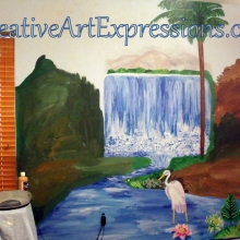 Painted Dark Green Flower Cluster & Green Leaf On Rainforest Mural 9-10-2011 dscf3352-001.jpg