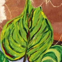 Creative Art Expressions Hand Painted Leaf On Rainforest Mural in Progress 1-8-2012 dscf4741-001.jpg
