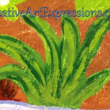 Creative Art Expressions Hand Painted Plant On Rainforest Mural in Progress 1-8-2012 dscf4742-001.jpg