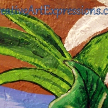Creative Art Expressions Hand Painted Plant on Rainforest Mural in Progress 1-8-12 dscf4746-001.jpg