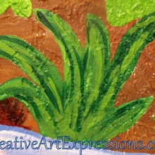Creative Art Expressions Hand Painted Plant on Rainforest Mural in Progress 1-8-12 dscf4748-001.jpg