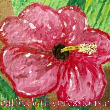 Creative Art Expressions Hand Painted Hibiscus Flower On Rainforest Mural in Progress 6-7-2012 dscf6394-001.jpg