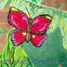 Creative Art Expressions Hand Painted Butterfly On Rainforest Mural in Progress 6-7-2012 dscf6402-001.jpg