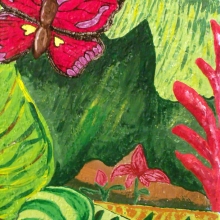 Creative Art Expressions Hand Painted Rainforest Mural. The red plant to the far right was added today. 8-18-12 dscf7156-001.jpg