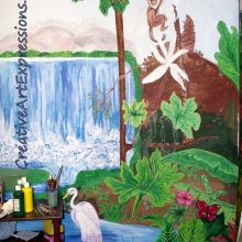 2 tree stumps added, 2 large leafs added, large leaf at far right top added, tree top prepared by painting white. dscf7661-001.jpg